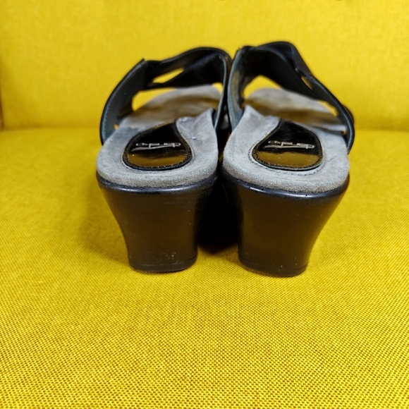 Dansko Wedge Slip On Sandal Slide Black Ava/Elastic Cross Strap Women's  10.5-11 - Picture 6 of 8
